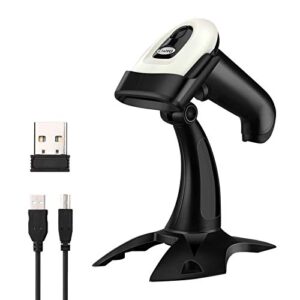 Eyoyo Wireless 2D QR Barcode Scanner with Stand, Bluetooth & 2.4G Wireless & USB Wired Handheld Barcode Reader with 1D 2D Screen Scanning Auto Sensing Connect Smart Phone Tablet PC