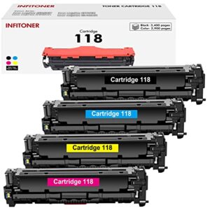 118 toner cartridge replacement for canon 118 toner cartridge crg118 crg 118 for canon color imageclass mf8580dw mf644cdw lbp622cdw mf641cw mf644 printer ink (black cyan magenta yellow, 4-pack)