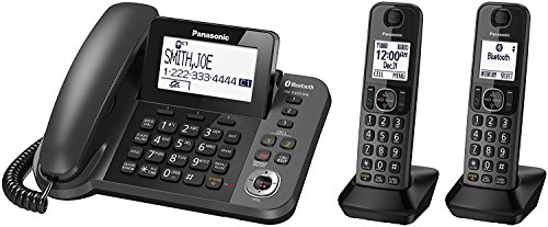 Panasonic KX-TGF382M Link2Cell Bluetooth Corded/Cordless Cordless Phone and Answering Machine with 2 Cordless Handsets (Renewed)