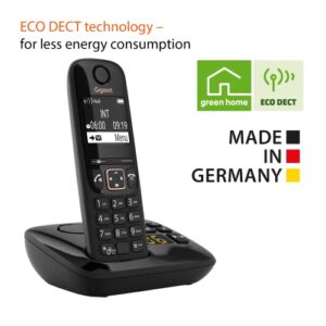 Gigaset A694A Expandable Cordless Phone - answering Machine - Caller ID - high Contrast Display - Brilliant Voice Quality HSP - Long Standby time 180 Hours - Made in Germany, Black