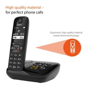 Gigaset A694A Expandable Cordless Phone - answering Machine - Caller ID - high Contrast Display - Brilliant Voice Quality HSP - Long Standby time 180 Hours - Made in Germany, Black