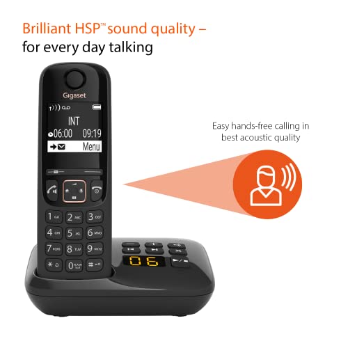 Gigaset A694A Expandable Cordless Phone - answering Machine - Caller ID - high Contrast Display - Brilliant Voice Quality HSP - Long Standby time 180 Hours - Made in Germany, Black