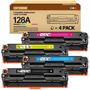 chyumink remanufactured for hp 128a ce320a ce321a ce322a ce323a compatible toner cartridges use with hp color cp1523n cp1525nw cm1415fnw cp1525n cm1415fn (black cyan yellow magenta)