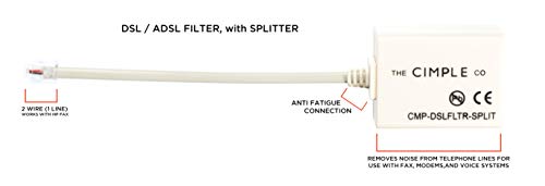 THE CIMPLE CO 2 Wire, 1 Line DSL Filter, with Built in Splitter - for Removing Noise and Other Problems from DSL Related Phone Lines