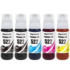 pacitek compatible refill ink bottle replacement for 522 t522 t522120 use with ecotank et-2720 et-2710 et-4700 printer (2black, 1cyan, 1magenta, 1yellow)