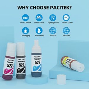 PACITEK Compatible Refill Ink Bottle Replacement for 522 T522 T522120 Use with EcoTank ET-2720 ET-2710 ET-4700 Printer (2Black, 1Cyan, 1Magenta, 1Yellow)