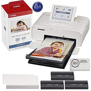 canon selphy cp1300 compact photo printer (white) with wifi and accessory bundle w/canon color ink and paper set