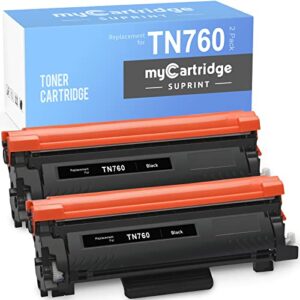 mycartridge suprint tn760 compatible toner cartridge replacement for brother tn760 tn-760 tn730 high yield black toner for hl-l2350dw mfc-l2750dw dcp-l2550dw hl-l2370dw printer 2-pack tn-760 toner