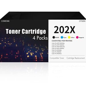 202x toner cartridges 4 packs: compatible for hp 202x cf500x 202a cf500a cf501x cf502x cf503x color pro mfp m281cdw m281fdn m254dw m254dn m254nw m281 m254 printer cartridge(black,cyan,magenta,yellow)