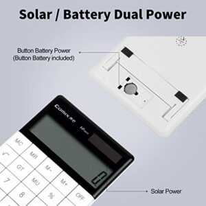 Comix Desktop Calculator with Large LCD Display and Big Button, 12 Digits Baisc Calculator, Battery Solar Dual Powered, for Office Home School C-1371 (White)