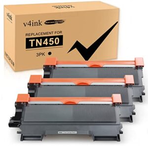 v4ink compatible toner cartridge replacement for brother tn450 tn420 black toner cartridge high yield use for hl-2240d hl-2270dw hl-2280dw mfc-7360n mfc-7860dw intellifax 2840 2940 printer 3 pack