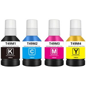 t49m 4×140ml sublimation ink for epson surecolor f570 f170 printer (t49m1 black, t49m2 cyan, t49m3 magenta, t49m4 yellow, 4 pack)