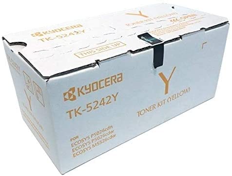 Kyocera TK-5242Y Yellow Toner Cartridge, Works with Ecosys P5026cdw / M5526cdw, Genuine, Up to 3000 Pages (1T02R7AUSV)