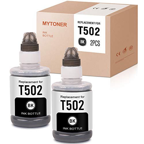 MYTONER 502 Black Compatible Ink Bottle Replacement for Epson 502 T502 Refill for ET-4750 ET-2760 ET-4760 ET-3710 ET-2750 ET-3760 ET-2700 ET-3700 ET-3750 ST-4000 ST-2000 ET-15000 (Black, 2 Pack)