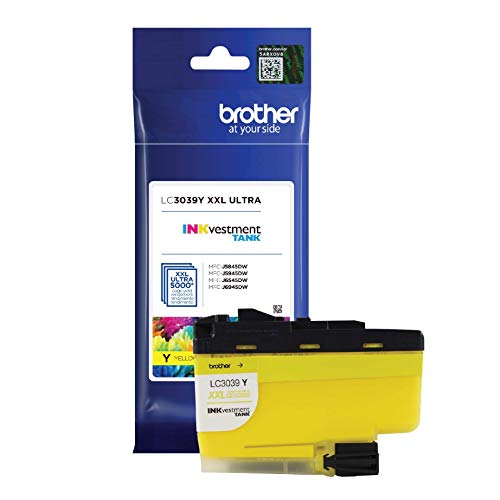 Brother Genuine LC3039Y, Single Pack Ultra High-Yield Yellow INKvestment Tank Ink Cartridge, Page Yield Up to 5,000 Pages, LC3039, Amazon Dash Replenishment Cartridge