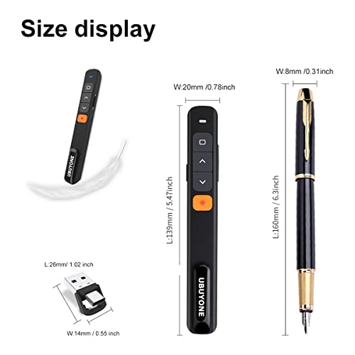 Presentation Clicker Type C/USB A 2 in 1 PowerPoint Remote Control Wireless Presenter with Hyperlink & Volume Control Receiver PPT Slide Clicker for Mac/Win/Computer/Laptop(Battery Include)