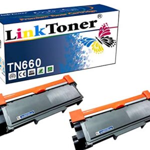 LinkToner TN660 Compatible Toner Cartridge Replacement for Brother Tn-660 TN630 Used with Brother Laser Printer Black High Yield 2 Pack