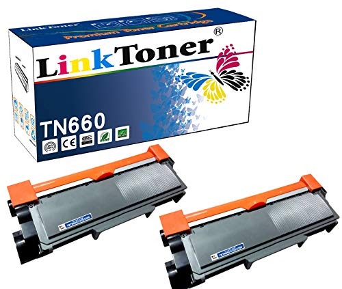 LinkToner TN660 Compatible Toner Cartridge Replacement for Brother Tn-660 TN630 Used with Brother Laser Printer Black High Yield 2 Pack