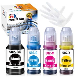 st@r ink compatible ink bottle replacement for epson 502 t502 for ecotank et-2760 et-2750 et-3760 et-4760 et-3750 et-3850 et-15000 et-4750 st-2000 et-2700 et-3700 et-3710 printer(bk/c/m/y), 4 packs