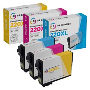 ld products remanufactured replacement for epson 220xl ink cartridges 220 xl (t220xl220 cyan t220xl320 magenta t220xl420 yellow 3-pack) for xp-320 xp 420 xp-424 wf-2630 wf-2650 wf2660 wf-2750 wf-2760