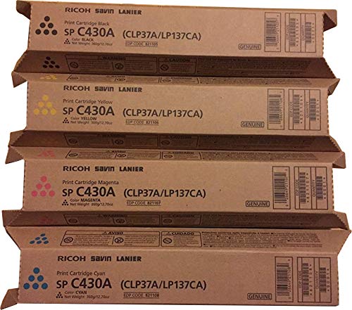 Ricoh AFICIO SP C430A C430DN High Yield Toner Bundle Set 821105, 821106, 821107, 821108, BCYM Sealed in Retail Packagin