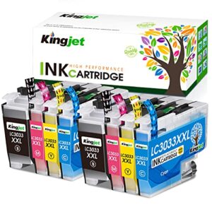 kingjet lc3033 ink cartridge 8 pack, replacement for brother lc3033xxl 3033 lc3035 3035, work with brother mfc-j995dw mfc-j995dwxl mfc-j805dw mfcj805dwxl mfc-j815dw printer (2bk / 2c / 2m / 2y)