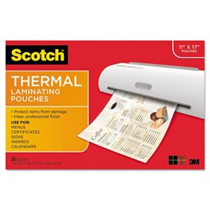 scotch tp385625 menu size thermal laminating pouches, 3 mil, 17 1/2 x 11 1/2, 25 per pack