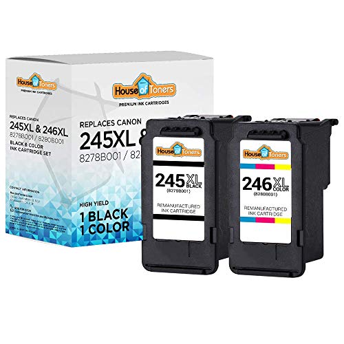 Houseoftoners Remanufactured Ink Cartridge Replacement for Canon PG-245XL CL246XL 245 XL 246 XL for PIXMA MG2520 MG2522 MG2525 MX492 TS202 TS302 TS3122 (1 Black 1 Color, 2 Pack)