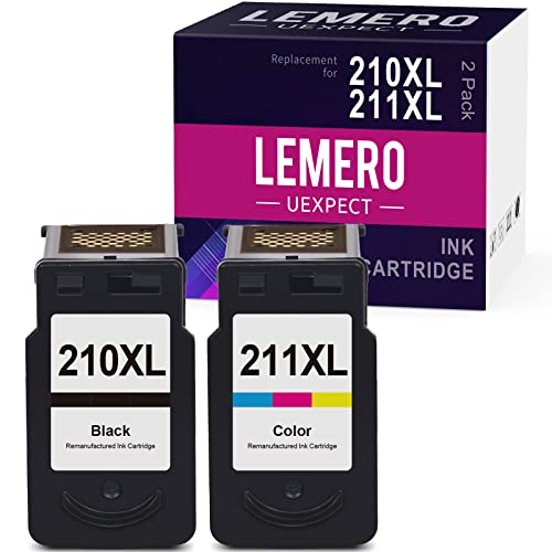 210XL 211XL LemeroUexpect Remanufactured Ink Cartridge Replacement for Canon PG-210XL CL-211XL Ink Cartridges for Pixma MP280 MX410 MP495 MX350 MP490 MX340 MP240 Printer Black Tri-Color,2P