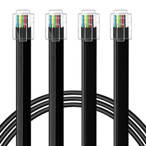 necables 2pack rj12 cable 6ft phone cord rj12 6p6c male to male straight wired for both data and voice use black – 6 feet