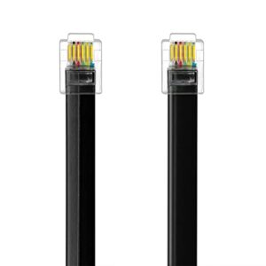 NECABLES 2Pack RJ12 Cable 6ft Phone Cord RJ12 6P6C Male to Male Straight Wired for Both Data and Voice Use Black - 6 Feet