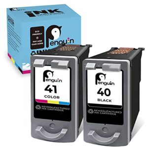 penguin remanufactured printer ink cartridge replacement for canon pg-40 cl-41 (1 black, 1 color) used fpr pixma ip1600 mp160 mp180
