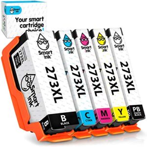 smart ink remanufactured ink cartridge replacement for epson 273 xl 273xl 273 to use with xp 610 xp-600 xp-620 xp-810 xp-820 xp-800 expression premium (black & c/m/y/pbk, 5 combo pack)