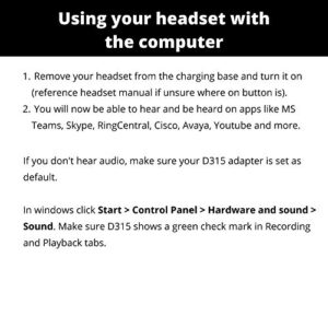 Discover D315 Universal USB Adapter Compatible with Plantronics, Jabra and Sennheiser Wireless DECT Headsets | Allows Your Desk Phone Wireless Headset to Connect to A Computer