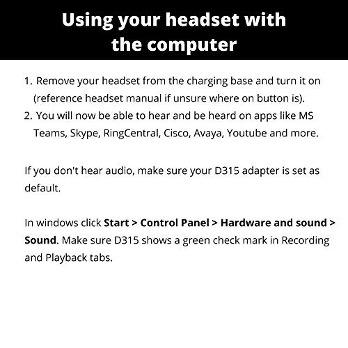 Discover D315 Universal USB Adapter Compatible with Plantronics, Jabra and Sennheiser Wireless DECT Headsets | Allows Your Desk Phone Wireless Headset to Connect to A Computer