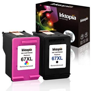 inktopia remanufactured ink cartridge replacement for hp 67xl 67 xl for envy 6055e 6052 6058 envy pro 6455e 6452 6458 deskjet 1255 2732 2752 2755e 4140 4155e printer (1 black 1 tri-color)