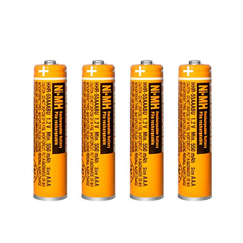 4 Pack HHR-55AAABU NI-MH Rechargeable Battery for Panasonic 1.2V 550mAh AAA Battery for Cordless Phones