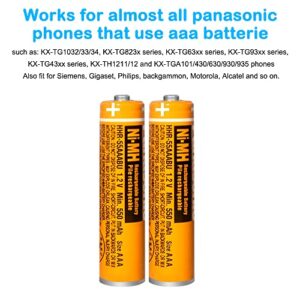 4 Pack HHR-55AAABU NI-MH Rechargeable Battery for Panasonic 1.2V 550mAh AAA Battery for Cordless Phones