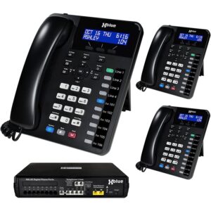 xblue x16 plus small business phone system bundle with (3) xd10 digital phones – capacity is (6) outside line & (16) digital phones – includes auto attendant, voicemail, caller id, paging & intercom