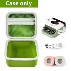 Case Compatible with Makeid HD(300dpi) Label Maker Machine with Tape, Hard Travel Thermal Label Printer Carrying Storage Bag Holder with Accessories Mesh Pocket (Box Only) - Green