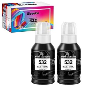 ecodot compatible refill ink bottles replacement for epson 532 t532 use with et-m1100 et-m1120 et-m1170 et-m2170 et-m3170 et-m3180 printer (2 black)