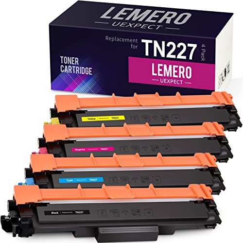 TN227 TN227BK/C/M/Y High Yield LemeroUexpect Compatible Toner Cartridge Replacement for Brother TN-227 TN223 TN227BK for MFC-L3770CDW HL-L3270CDW HL-L3290CDW MFC-L3750CDW HL-L3210CW, 4P