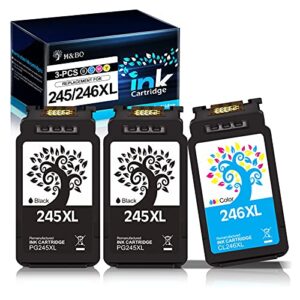 h&bo topmae remanufactured ink cartridge replacement for canon pg-245xl cl-246xl pg-243 cl-244 to use with pixma ts3120 mg2520 mx492 tr4520 ts202 mg3022 mg2525 mg2922 mg2522 (2 black+1 tri-color)