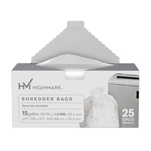 Highmark Shredder Bags, 1 mil, 15 Gallons, Clear, Box Of 25, DP00704