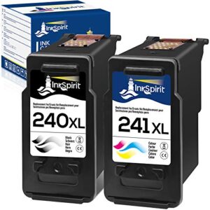 inkspirit remanufactured 240 241 black color ink cartridge replacement for canon pg-240 xl cl-241 xl combo pack for pixma mg3620 ts5120 mg3600 mx532 mg3520 mg2120 mg3120 mg3220 mx452 mx472 printer