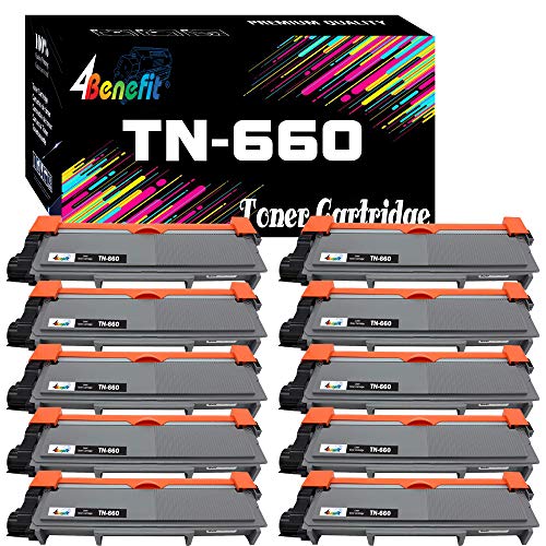 (10xBlack) 4Benefit Compatible TN660 Toner Cartridge TN-660 (Set of 10) Replacement for Brother HL-L2300D DCP-L2520DW DCP-L2540DW HL-L2360DW HL-L2320D HL-L2380DW MFC-L2707DW Laser Printer