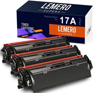lemerosuperx 17a compatible toner cartridge replacement for hp cf217a 17a work for laserjet pro m102w m102a mfp m130fw m130fn m130nw m130a (black, 3-pack)