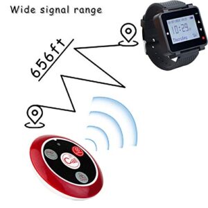 Retekess T128 Restaurant Pager System,Wireless Caregiver Call System,10 4-Key Waterproof Alert Call Buttons for Waiter,Customer,Staff,Caregiver