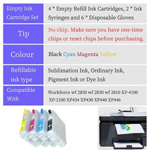 212XL No Chip Remanufactured Ink Cartridge Refillable Ink Cartridges Without Chip & Ink for XP-4100 XP-4105 Sublimation Ink Cartridges Empty Ink Cartridges Replacement for WF-2850 WF-2830 Printer