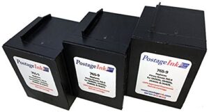 postageink.com 765-9 non-oem ink cartridge replacement for sendpro c auto, dm300c, dm400c, dm450c and dm475c postage meters, pack of 3
